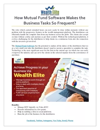 how mutual fund software makes the business tasks