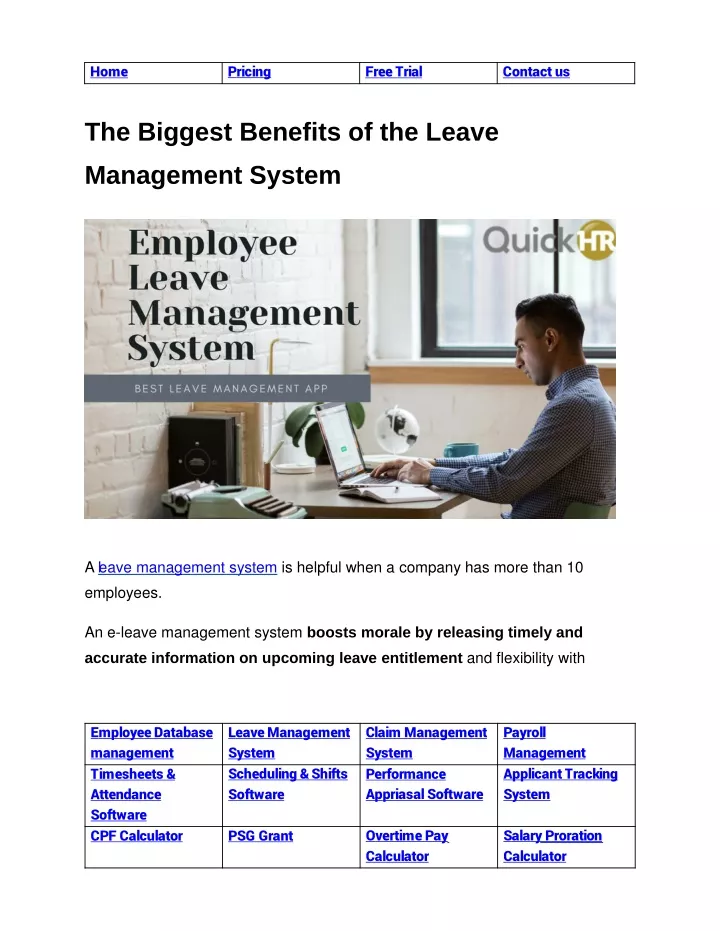 the biggest benefits of the leave management