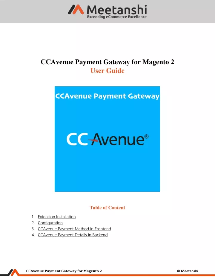 ccavenue payment gateway for magento 2 user guide