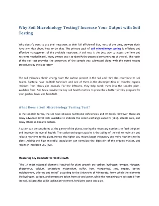why soil microbiology testing increase your