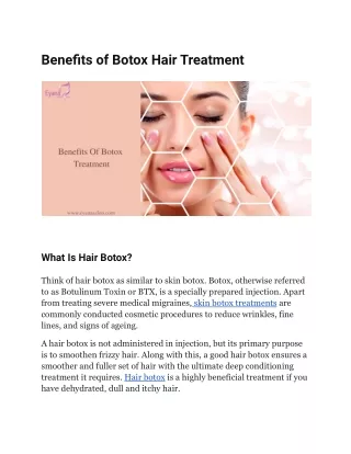 Benefits of Botox Hair Treatment | Hair Salon Dubai