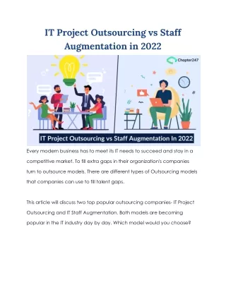 IT Project Outsourcing vs. Staff Augmentation in 2022
