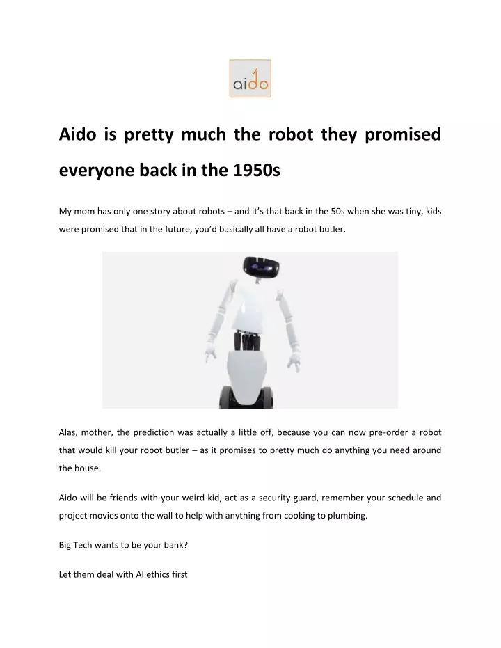 aido is pretty much the robot they promised
