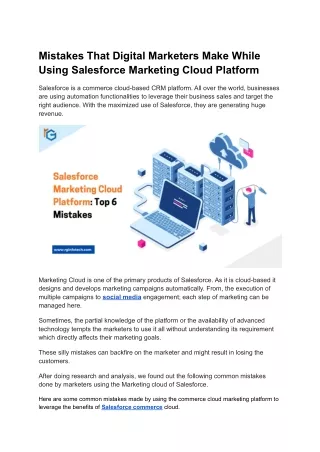 Mistakes That Digital Marketers Make While Using Salesforce Marketing Cloud Platform