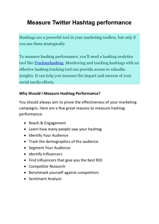 Measure Twitter Hashtag performance