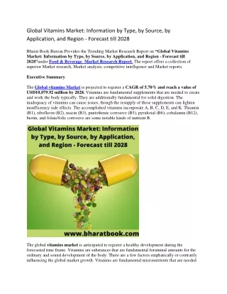 global vitamins market information by type