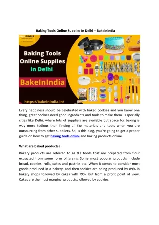 Baking Tools Online Supplies In Delhi – Bakeinindia