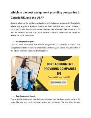 Which is the best assignment providing companies in Canada UK, and the USA?