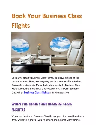 Book Your Business Class Flights