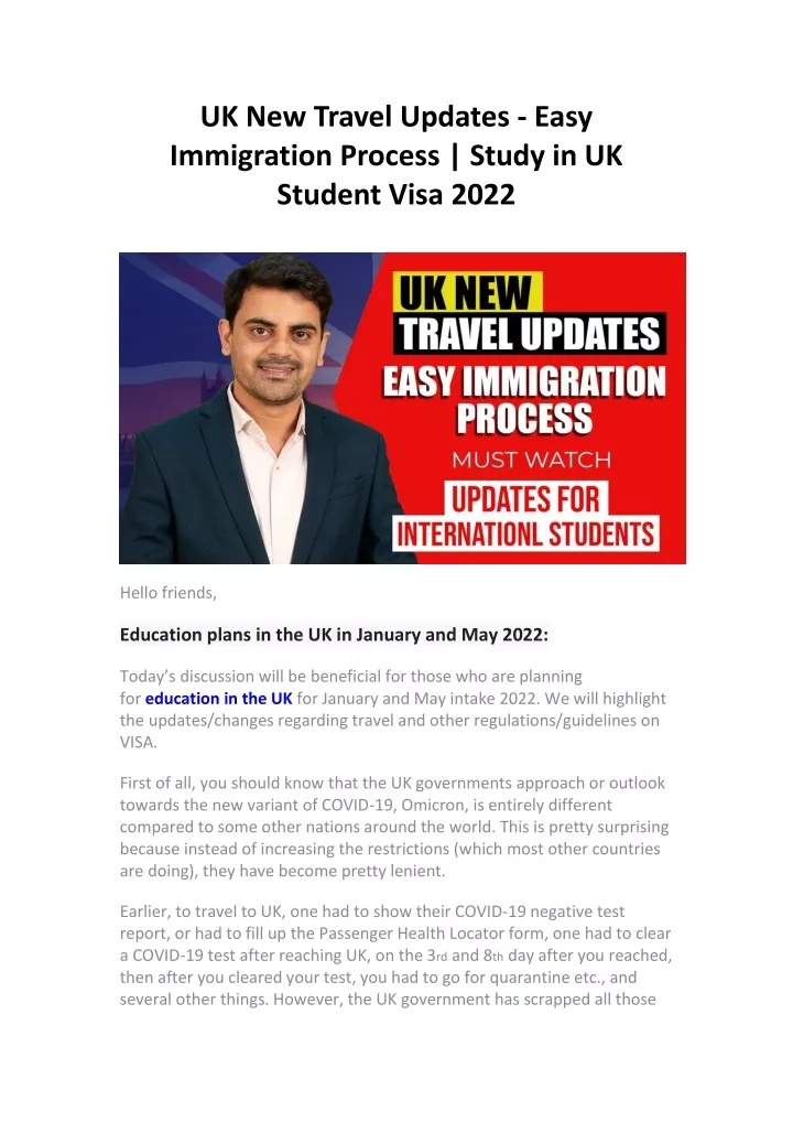 uk new travel updates easy immigration process