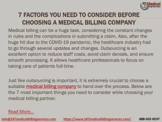 7 Factors You Need To Consider Before Choosing A Medical Billing Company