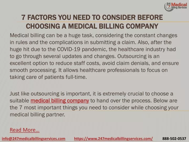 7 factors you need to consider before choosing a medical billing company