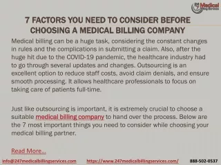 7 Factors You Need To Consider Before Choosing A Medical Billing Company PDF