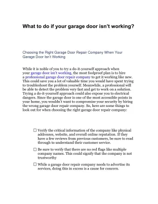 What to do if your garage door isn’t working