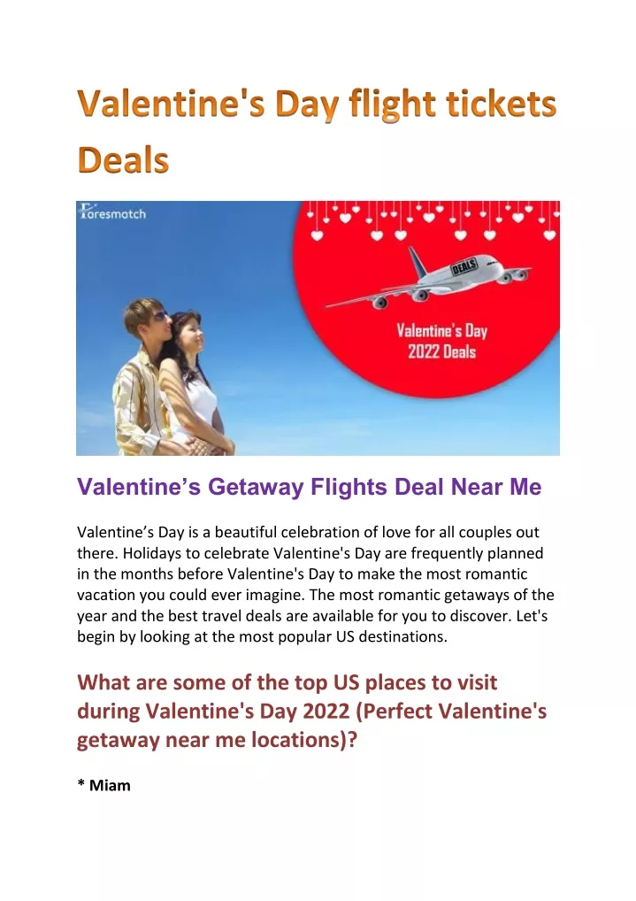 valentine s getaway flights deal near