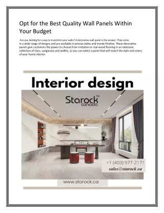 opt for the best quality wall panels within your
