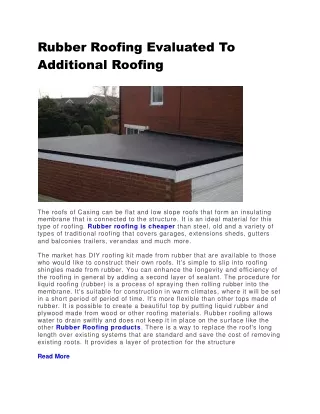 rubber roofing evaluated to additional roofing
