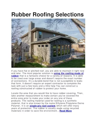 rubber roofing selections