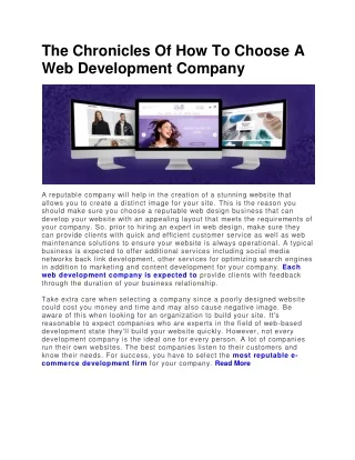 the chronicles of how to choose a web development