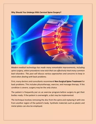 Why Should You Undergo With Cervical Spine Surgery