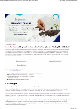 seed development report how innovative