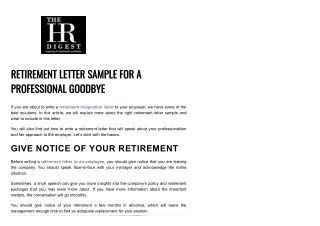retirement letter sample for a professional