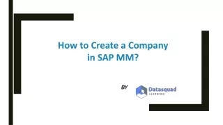 How to Create a Company in SAP MM