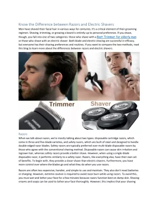 Know the Difference between Razors and Electric Shavers