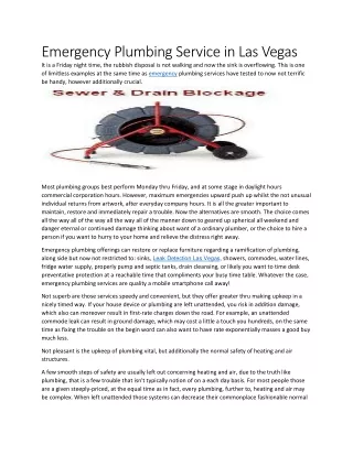 Emergency Plumbing Service In Las Vegas