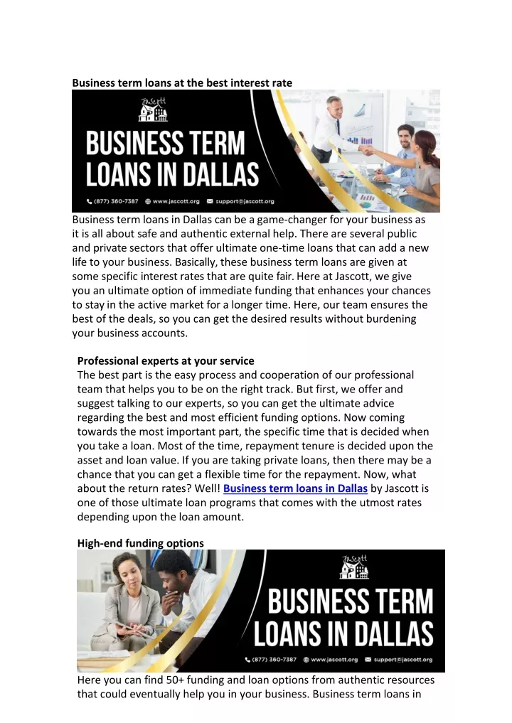 business term loans at the best interest rate