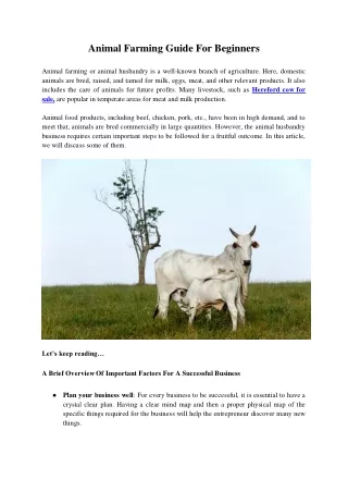 animal farming guide for beginners