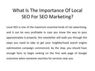 What Is The Importance Of Local SEO For SEO Marketing