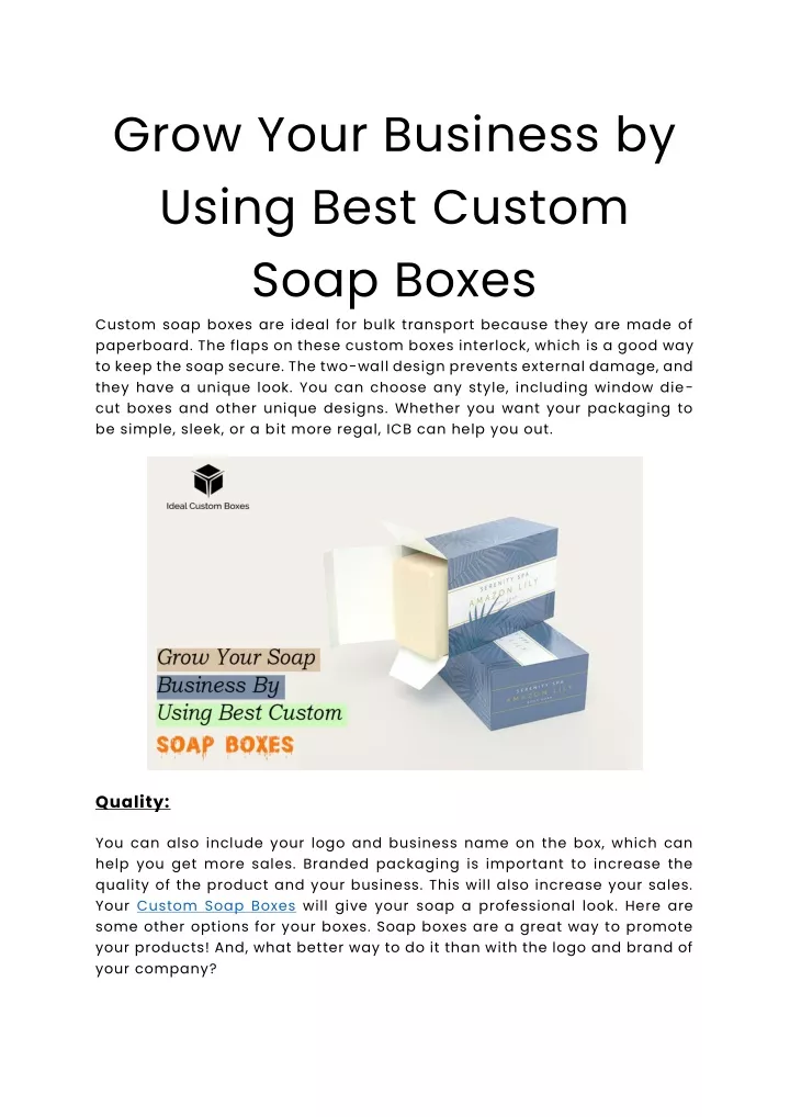 grow your business by using best custom soap