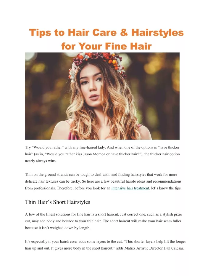 tips to hair care hairstyles for your fine hair