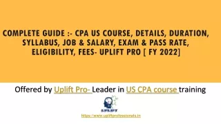 CPA US in India- CPA US Course, Details, Duration, Syllabus, Job & Salary, Exam & Pass rate, Eligibility, Fees- Uplift P
