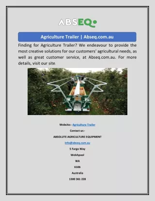 Agriculture Trailer Abseq.com