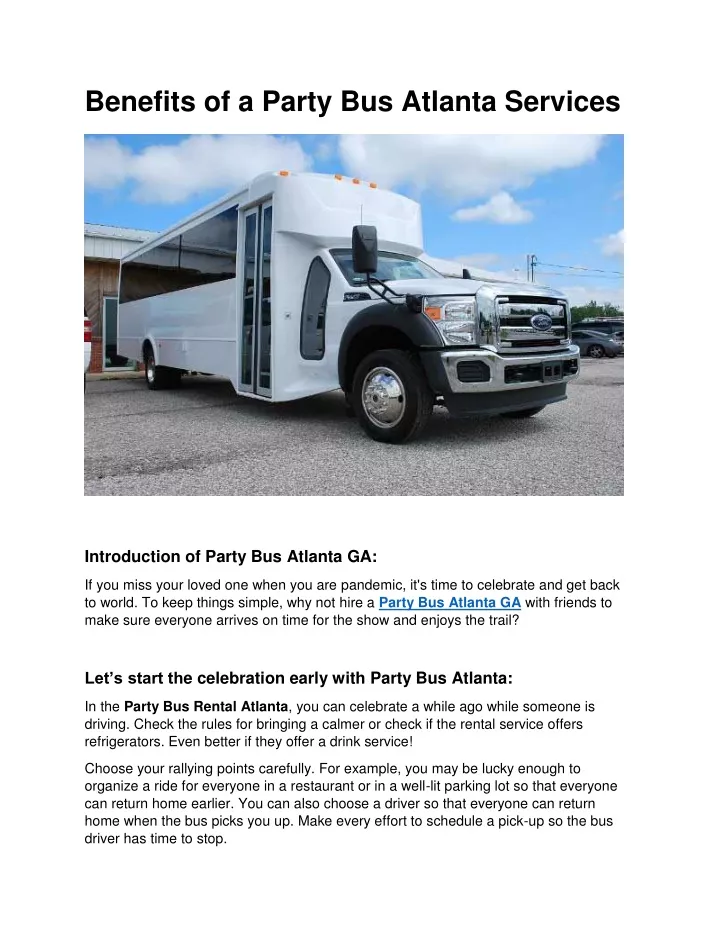 benefits of a party bus atlanta services
