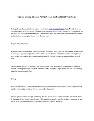 tips for making a soccer pennant from the comfort