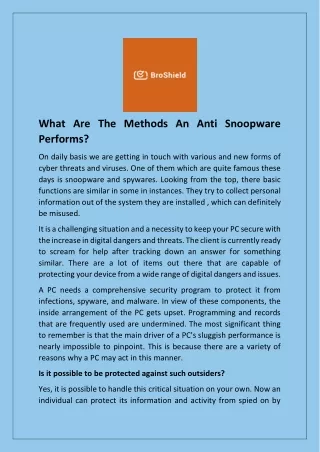 What Are The Methods An Anti Snoopware Performs