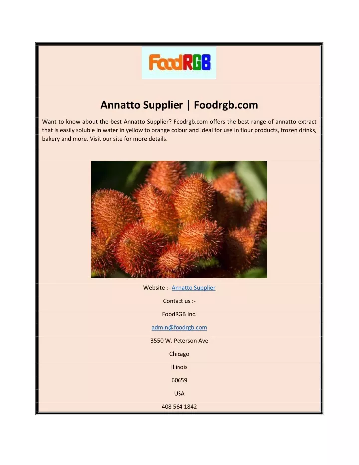 annatto supplier foodrgb com
