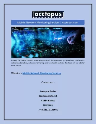Mobile Network Monitoring Services | Acctopus.com