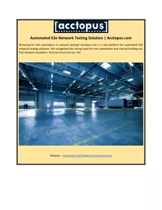 automated e2e network testing solution acctopus