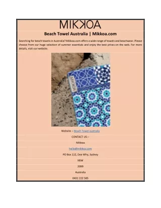 Beach Towel Australia | Mikkoa.com