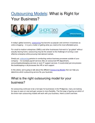 outsourcing models what is right for your business