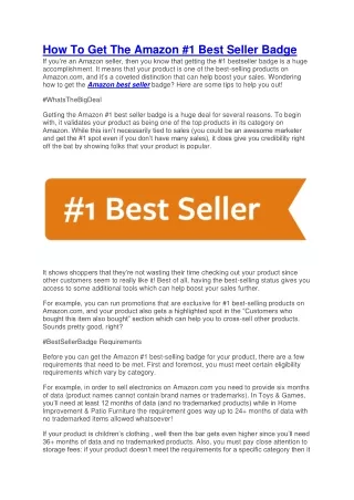 how to get the amazon 1 best seller badge