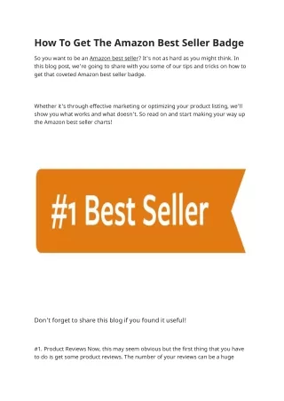 how to get the amazon best seller badge