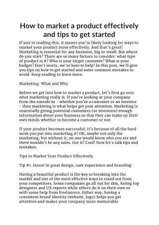 how to market a product effectively and tips