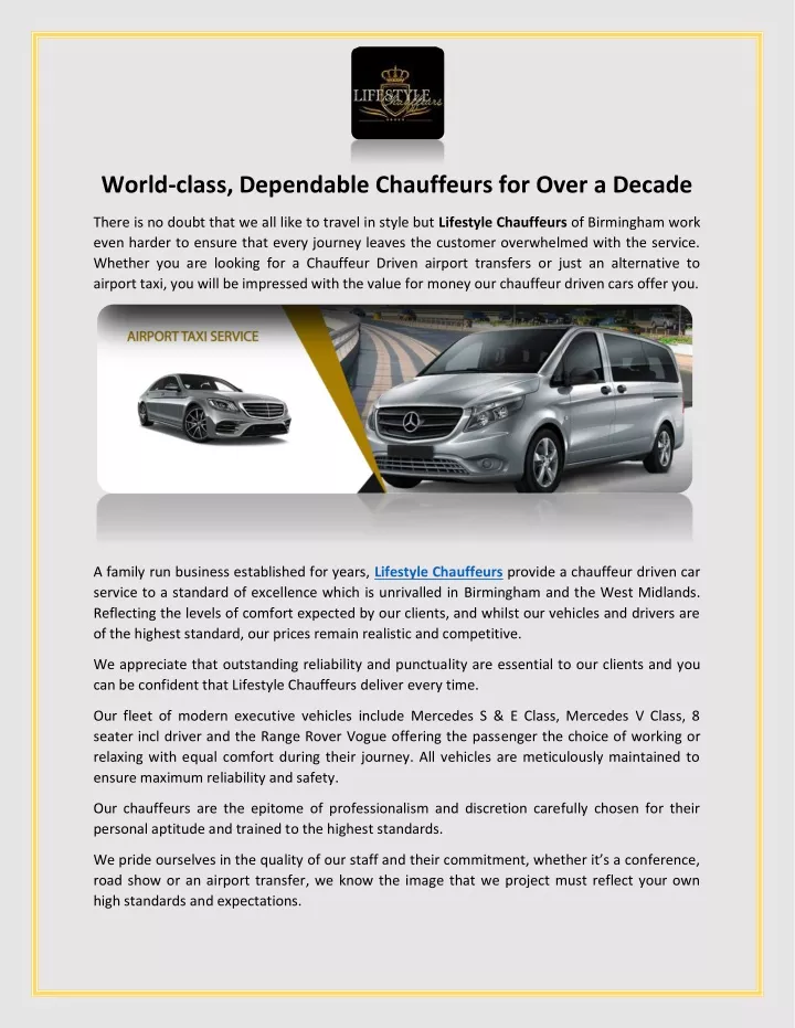 world class dependable chauffeurs for over