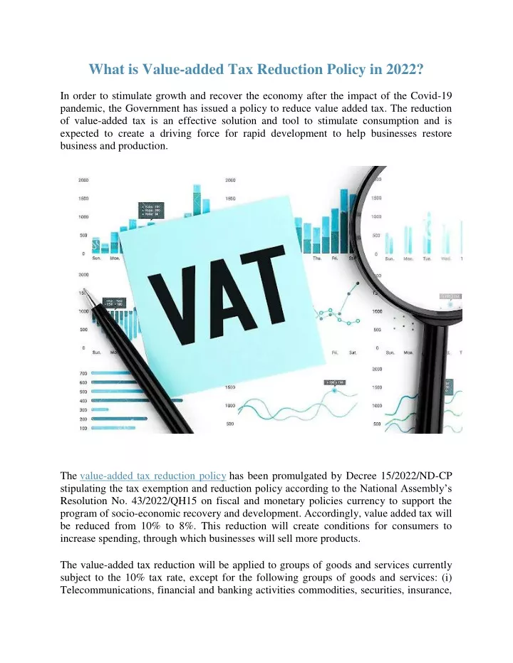 what is value added tax reduction policy in 2022