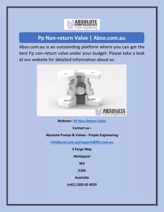 Pp Non-return Valve  Abso.com